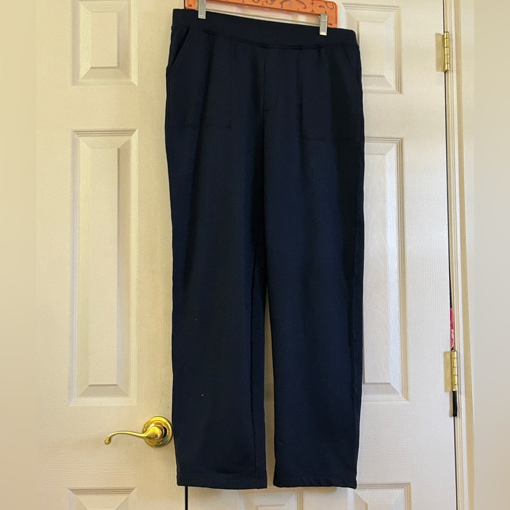 Mondetta Womens Herringbone Straight Leg Pants L Large Fleece Lined Blue Knit